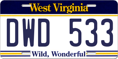 WV license plate DWD533