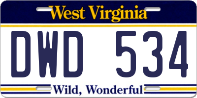 WV license plate DWD534
