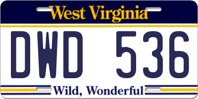 WV license plate DWD536