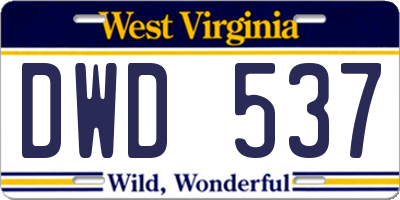 WV license plate DWD537