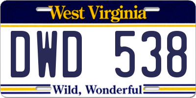WV license plate DWD538