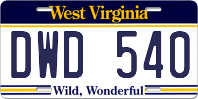 WV license plate DWD540