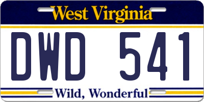 WV license plate DWD541