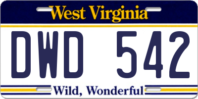 WV license plate DWD542