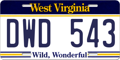WV license plate DWD543