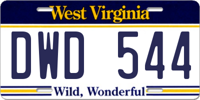 WV license plate DWD544