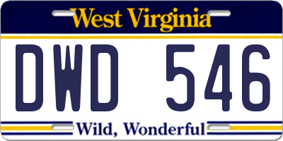WV license plate DWD546