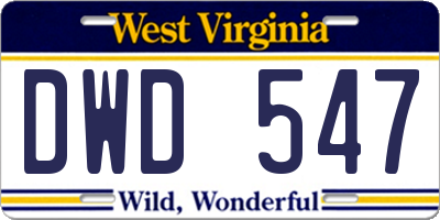 WV license plate DWD547