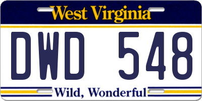 WV license plate DWD548