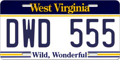 WV license plate DWD555