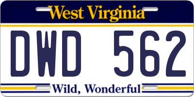 WV license plate DWD562