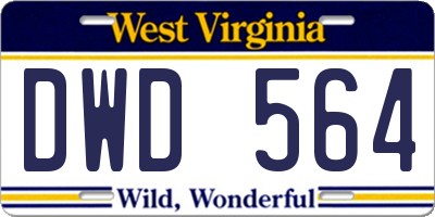 WV license plate DWD564