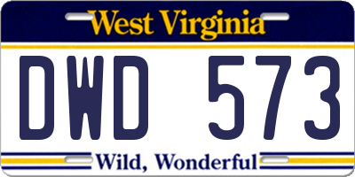 WV license plate DWD573