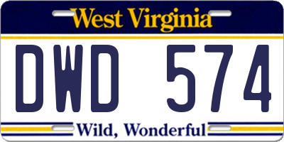 WV license plate DWD574