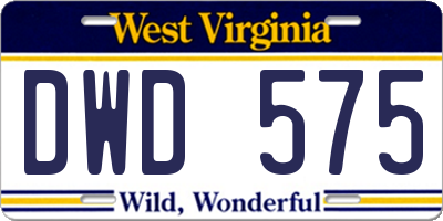 WV license plate DWD575