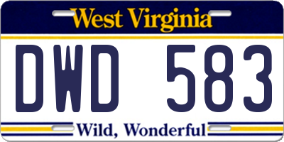 WV license plate DWD583