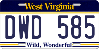 WV license plate DWD585