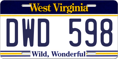 WV license plate DWD598