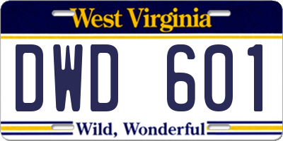 WV license plate DWD601