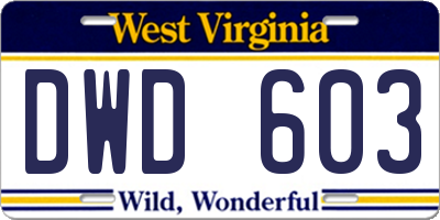 WV license plate DWD603