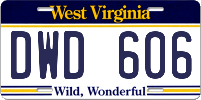 WV license plate DWD606