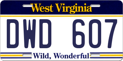 WV license plate DWD607