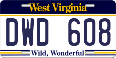 WV license plate DWD608