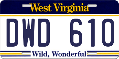 WV license plate DWD610