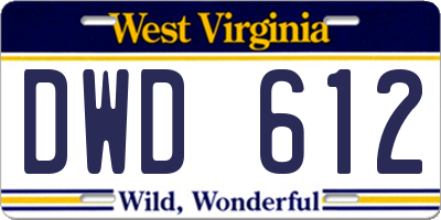 WV license plate DWD612