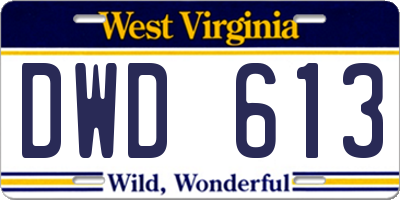 WV license plate DWD613