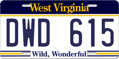 WV license plate DWD615