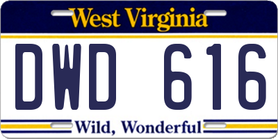 WV license plate DWD616