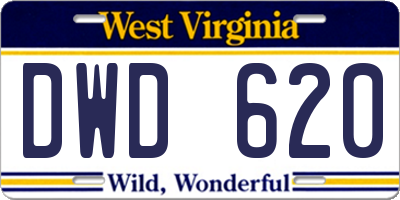 WV license plate DWD620