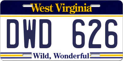 WV license plate DWD626