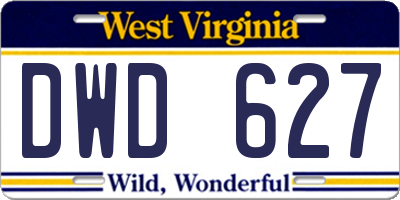 WV license plate DWD627