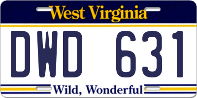 WV license plate DWD631