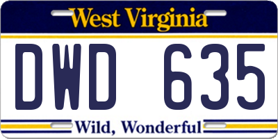 WV license plate DWD635