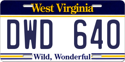 WV license plate DWD640