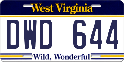 WV license plate DWD644