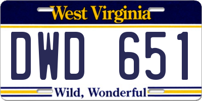 WV license plate DWD651