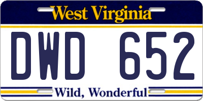 WV license plate DWD652