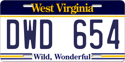 WV license plate DWD654