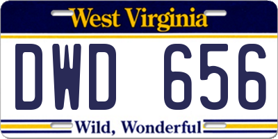 WV license plate DWD656