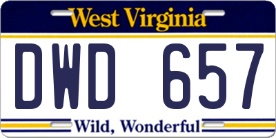 WV license plate DWD657