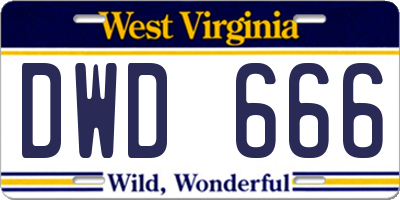 WV license plate DWD666
