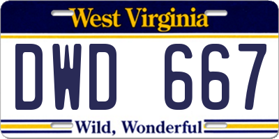 WV license plate DWD667