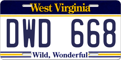 WV license plate DWD668