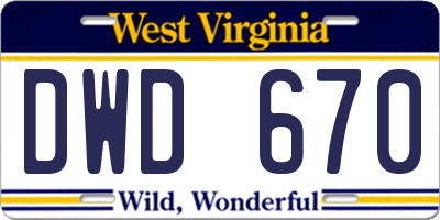 WV license plate DWD670