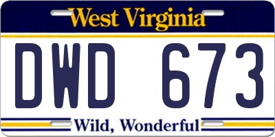 WV license plate DWD673