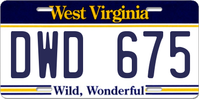 WV license plate DWD675